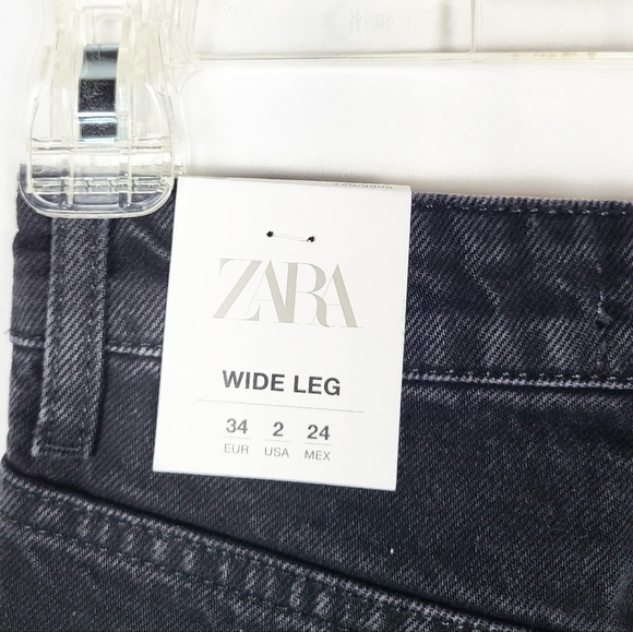 ZARA ripped wide leg jeans black distressed NWT Blogger favorite - Picture 6 of 10